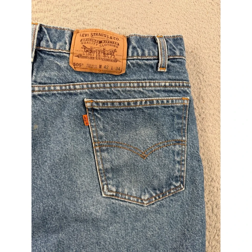 Vintage Levis 505 Jean Shorts Mens 40x9 Orange Tab Made in USA 90s 1994